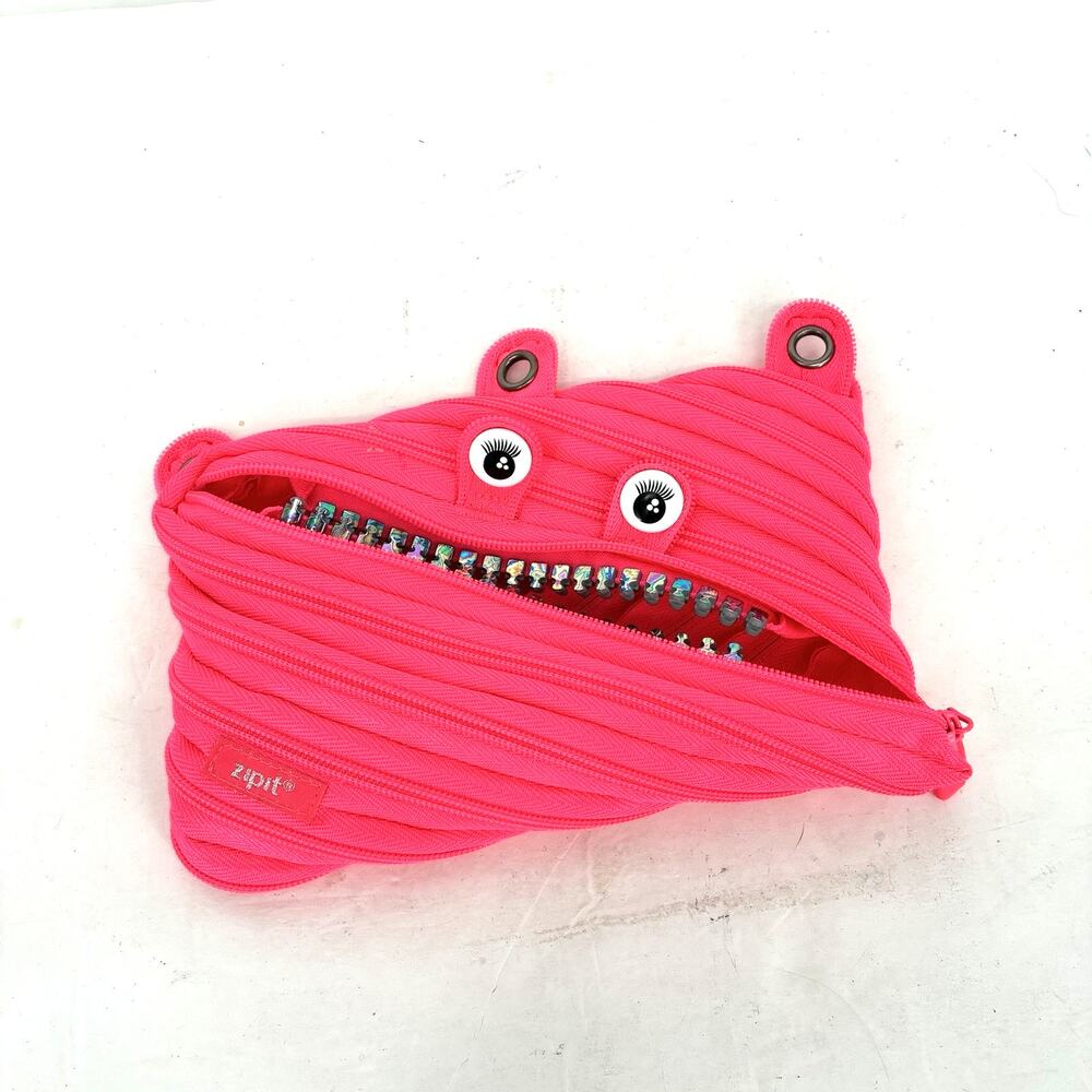 ZIPIT Monster Pencil Case Hot Pink Zipper Pouch School Makeup Bag 9" NEW